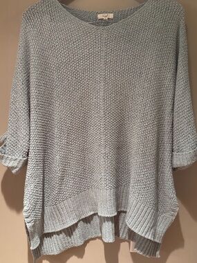 easel  oversized Light sage grey Scoop Neck open Knit Pullover M
